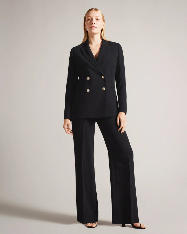 Ted Baker Llayla Σταυρωτό Σακάκι με Ανάγλυφα Κουμπιά: Μαύρο – πίσω όψη