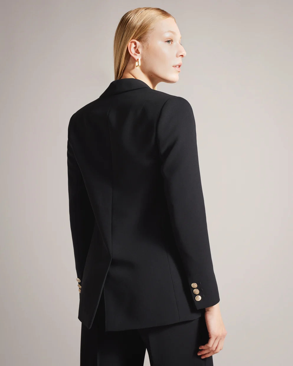 Giacca a doppio petto Ted Baker Llayla con bottoni goffrati: Nero – vista dettaglio