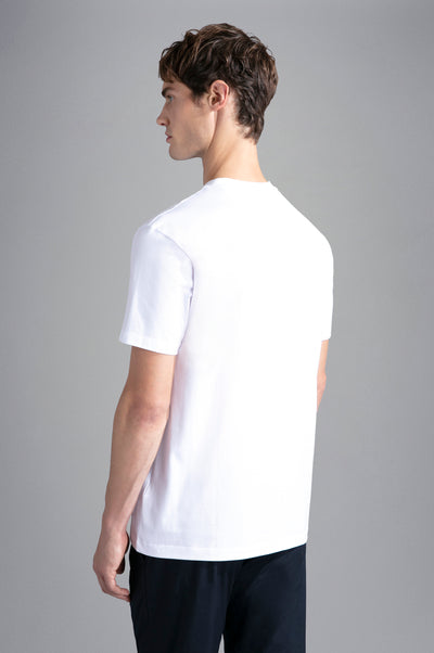 Paul & Shark Βαμβακερό T-shirt με Πολύχρωμο Λογότυπο | Λευκό
