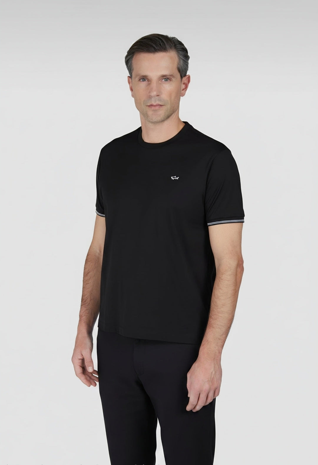 Paul &amp; Shark T-Shirt aus doppelt merzerisierter Jersey-Baumwolle mit Aufnäher | Schwarz