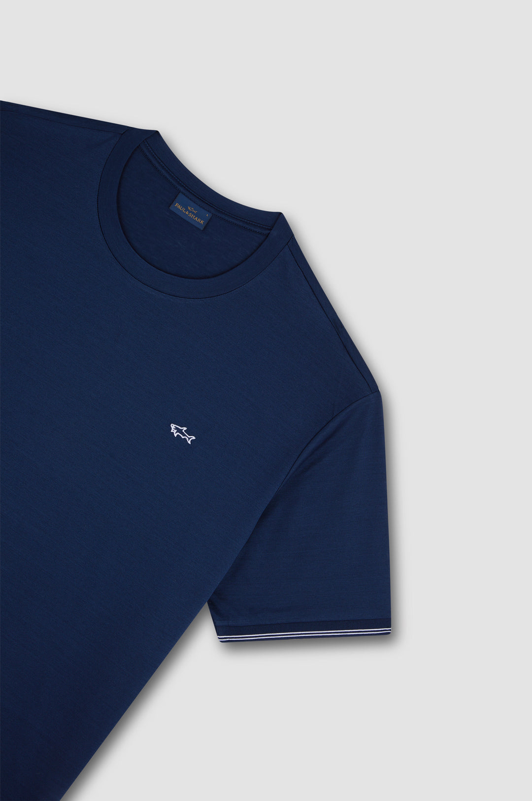Paul & Shark Double Mercerised Jersey Cotton T-shirt with Badge | Navy