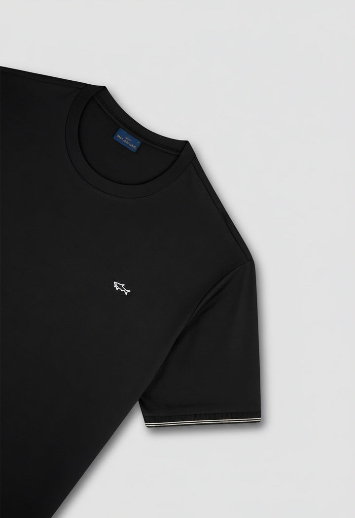 Paul &amp; Shark T-Shirt aus doppelt merzerisierter Jersey-Baumwolle mit Aufnäher | Schwarz
