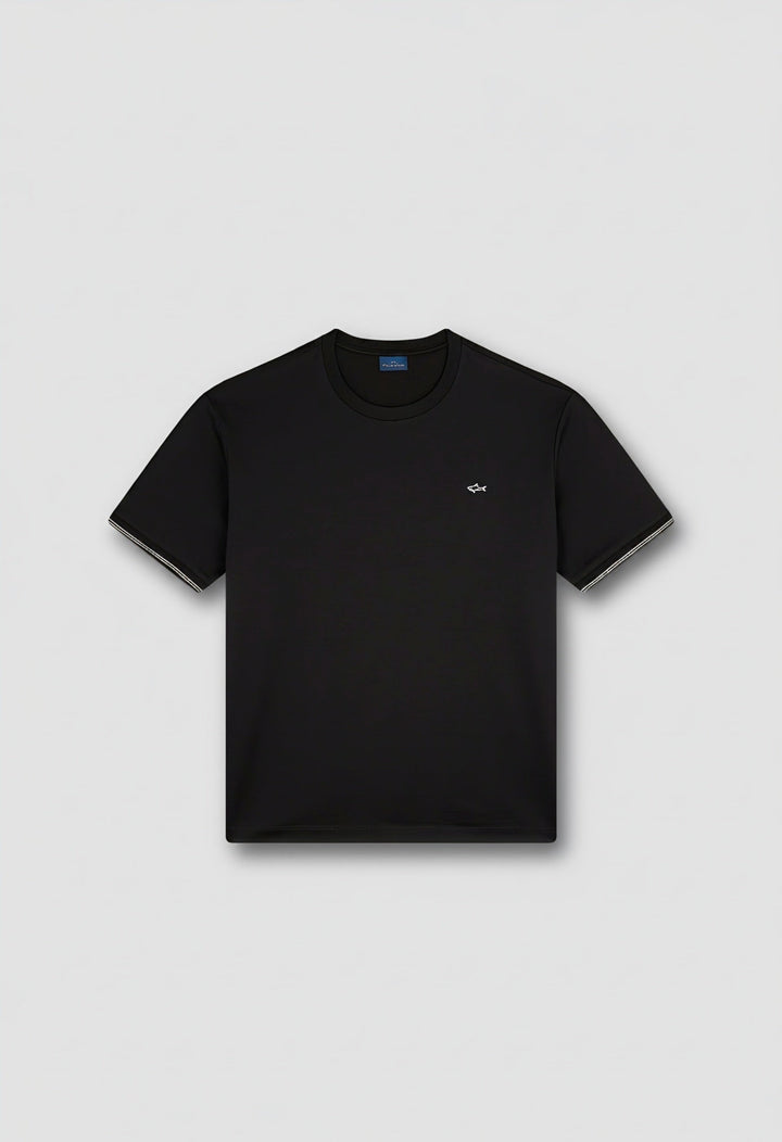 Paul &amp; Shark T-Shirt aus doppelt merzerisierter Jersey-Baumwolle mit Aufnäher | Schwarz