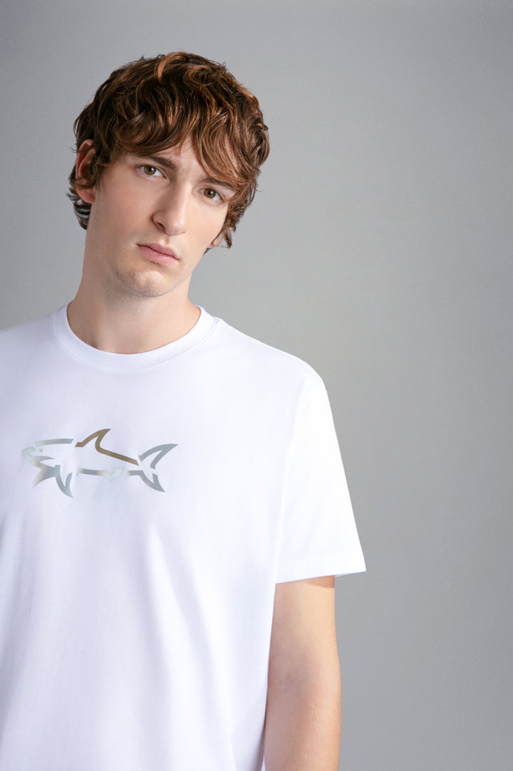 Paul & Shark Βαμβακερό T-shirt με Καρχαρία | Λευκό