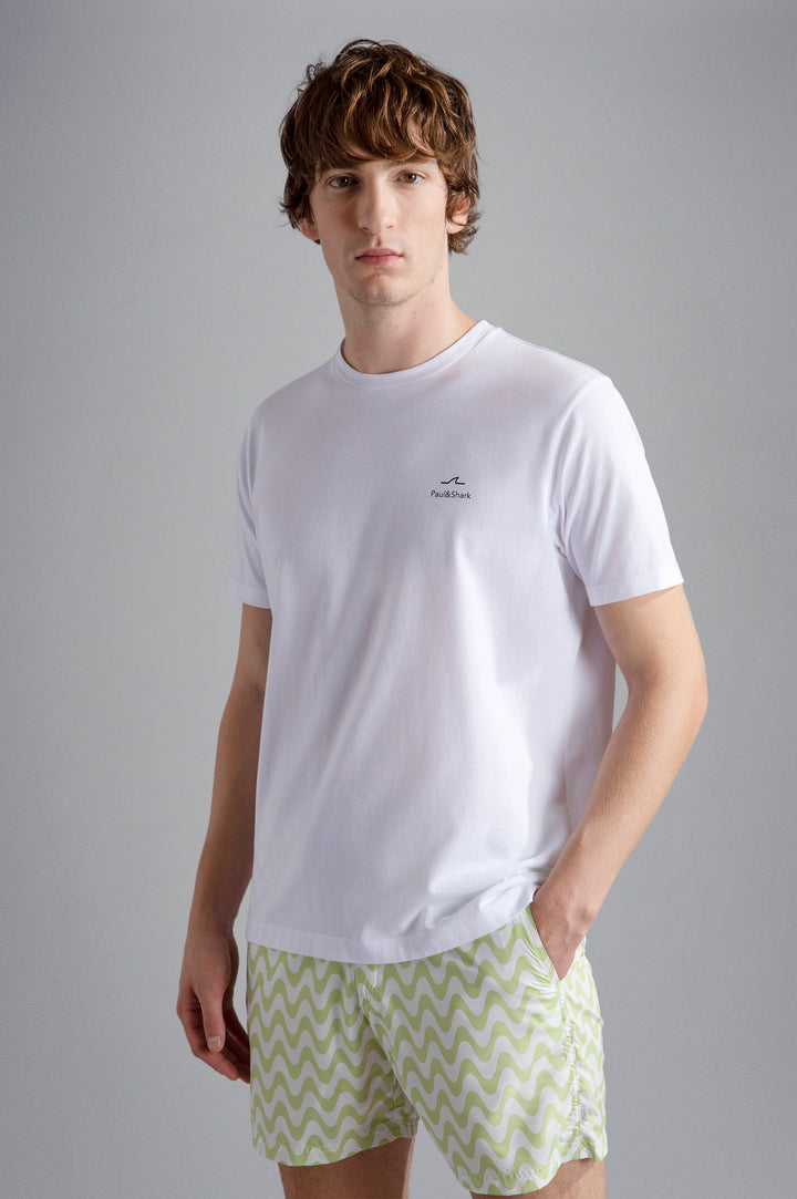 Paul & Shark Βαμβακερό T-shirt με Ιστιοπλοϊκό Τύπωμα | Λευκό