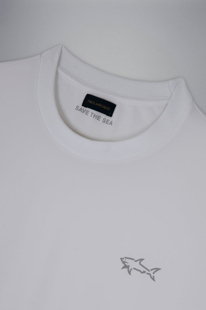 Paul & Shark Seaqual® Yarn T-shirt με Καρχαρία και Save the Sea Τύπωμα | Λευκό