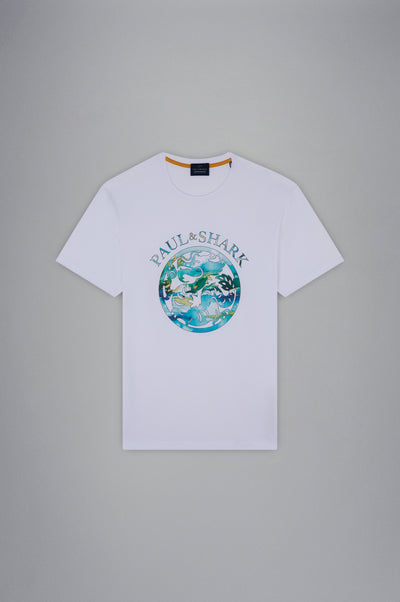 Paul & Shark Βαμβακερό T-shirt Year of the Dragon | Λευκό