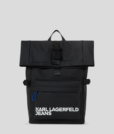 Karl Lagerfeld Utility Coated Roll Top Backpack | Black