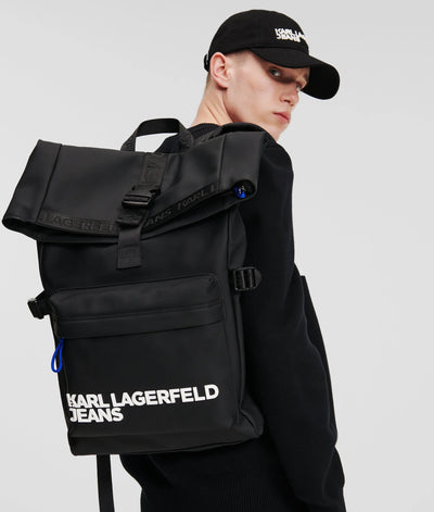 Karl Lagerfeld Utility Coated Roll Top Τσάντα Πλάτης | Μαύρο