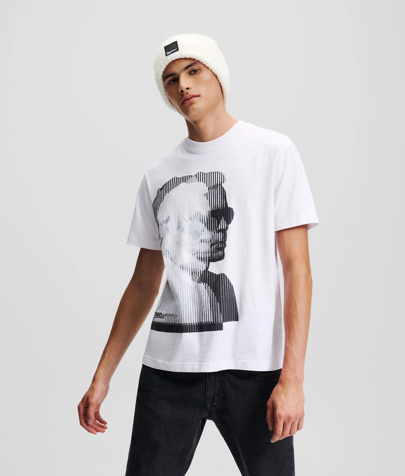 Karl Lagerfeld T-shirt Κανονικής Εφαρμογής με Τύπωμα | Λευκό