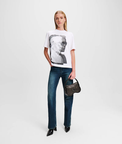 Karl Lagerfeld T-shirt Κανονικής Εφαρμογής με Τύπωμα | Λευκό