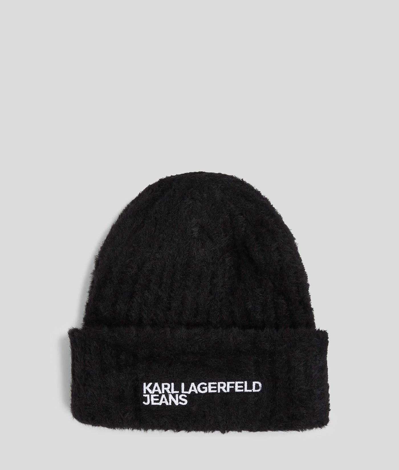 Karl Lagerfeld Furry Logo Beanie | Black