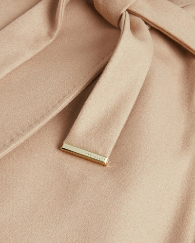 Ted Baker Rose Wool Wrap Midi Coat | Camel