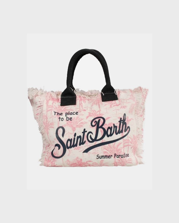 MC2 Saint Barth Vanity Cotton Canvas Tote Bag | Pink/White
