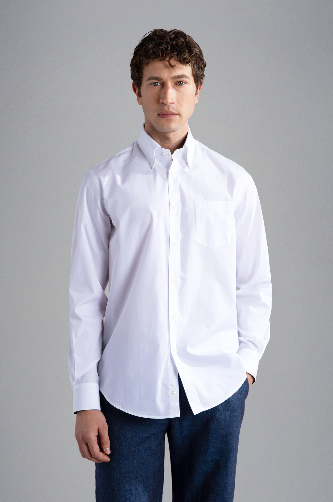 Paul & Shark Cotton Poplin Shirt with Flags in White – product view