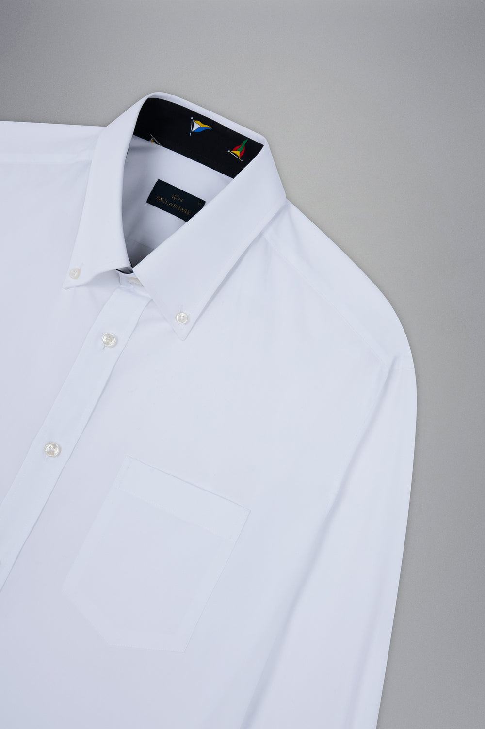 Paul & Shark Cotton Poplin Shirt with Flags in White – lifestyle view