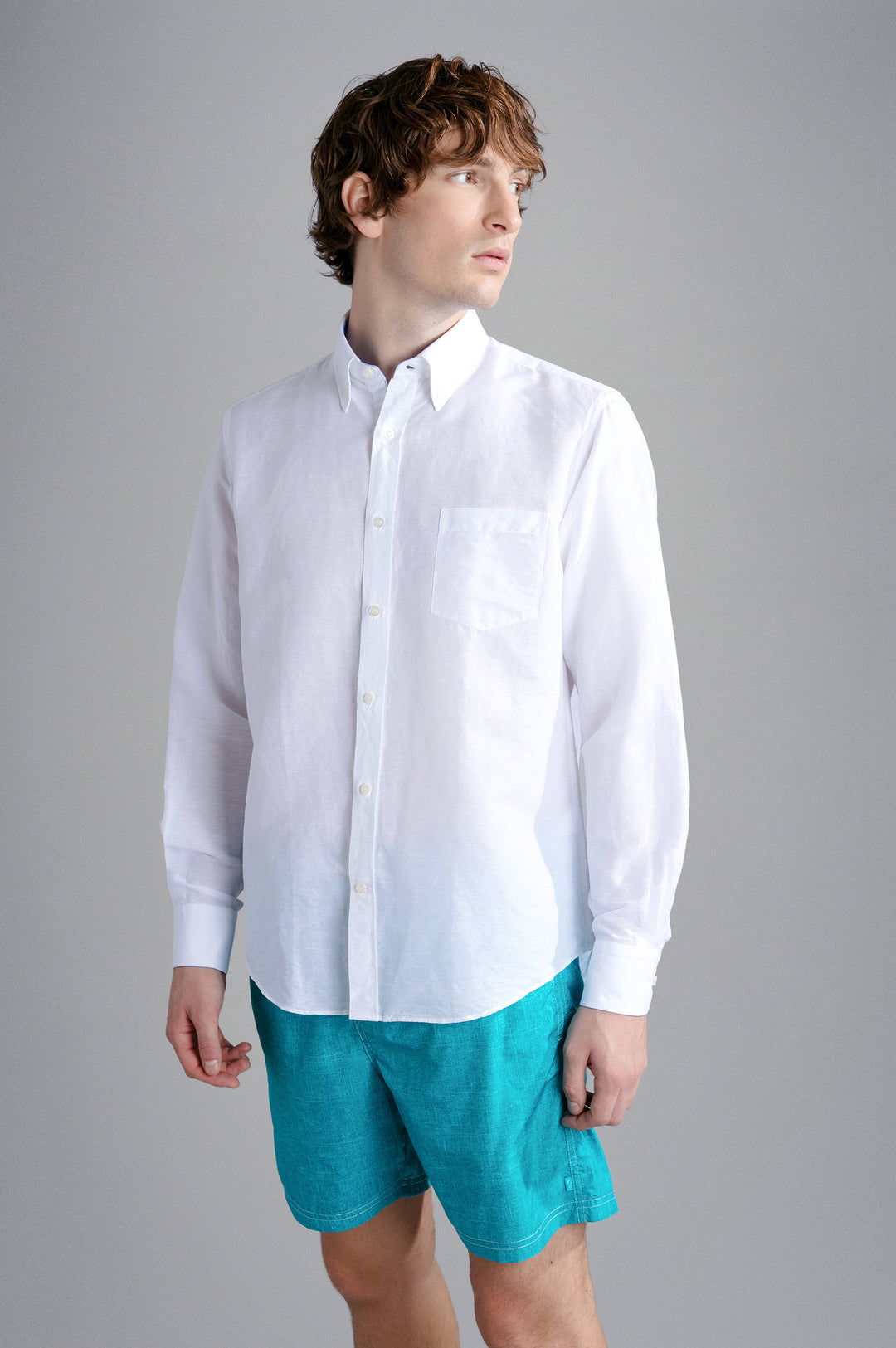 Paul & Shark Linen and Cotton Shirt in White – product view