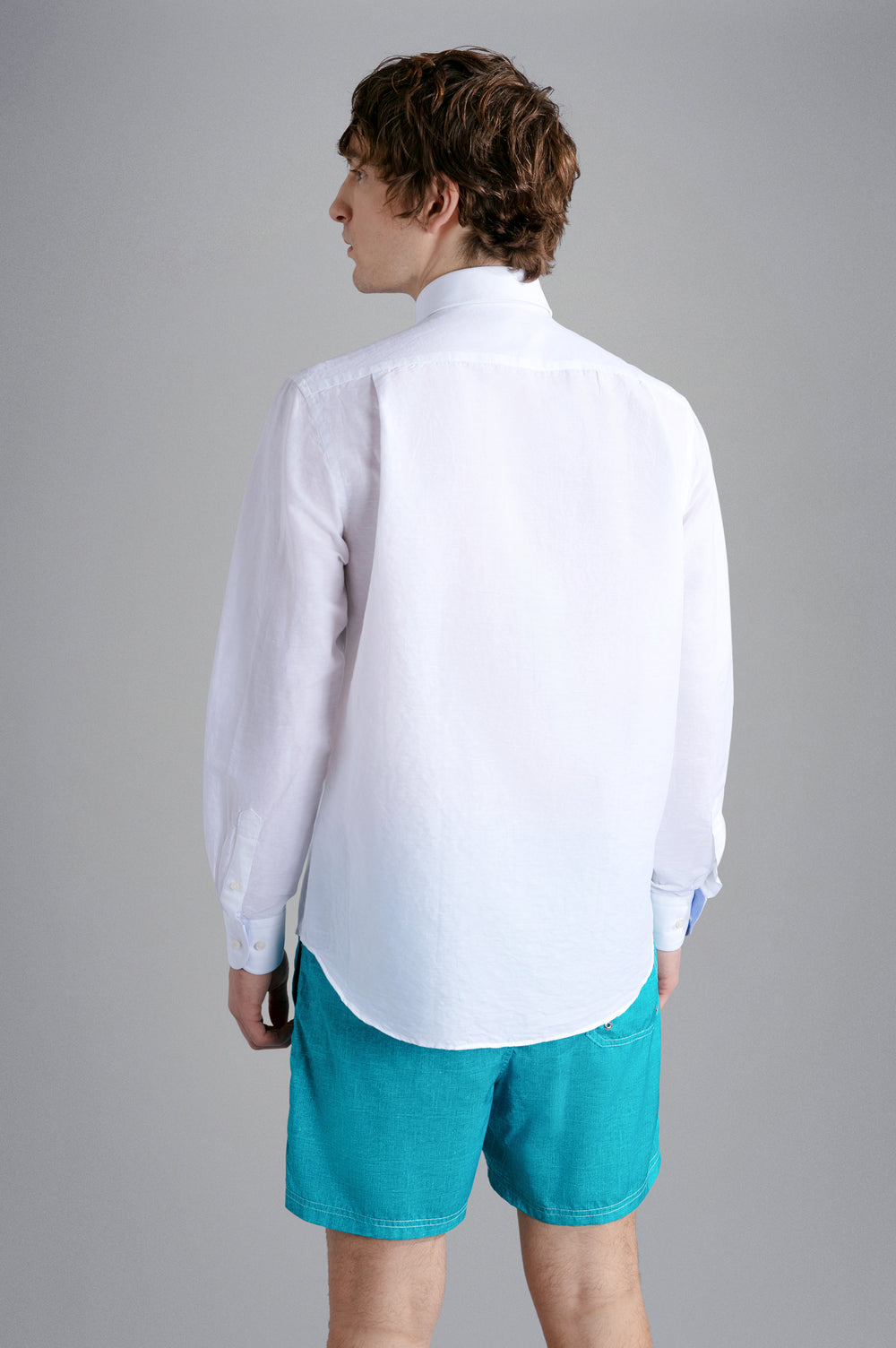 Paul & Shark Linen and Cotton Shirt in White – lifestyle view