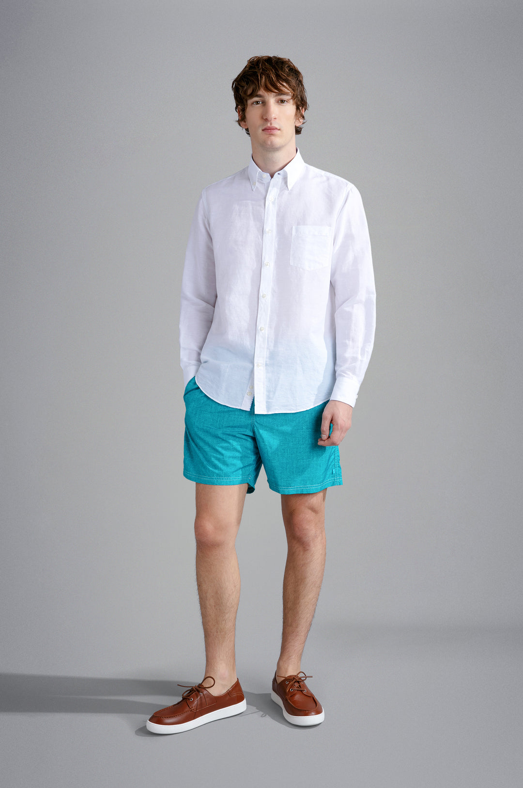 Paul &amp; Shark Linen and Cotton Shirt in White – lifestyle view