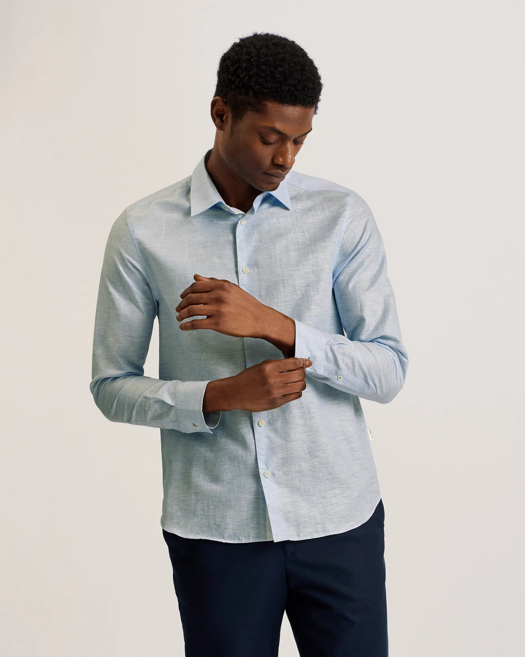Camicia a maniche lunghe in misto lino e cotone Ted Baker Romeos: Azzurro – vista prodotto