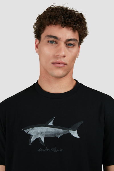 Paul & Shark Cotton Jersey T-shirt with Printed Shark | Black