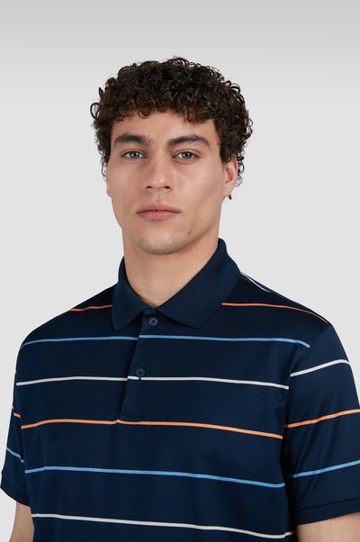 Paul & Shark Double Mercerised Jersey Cotton Polo Shirt | Navy/Multi