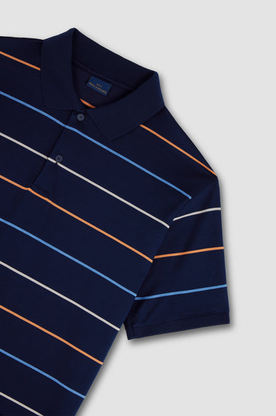 Paul & Shark Double Mercerised Jersey Cotton Polo Shirt | Navy/Multi