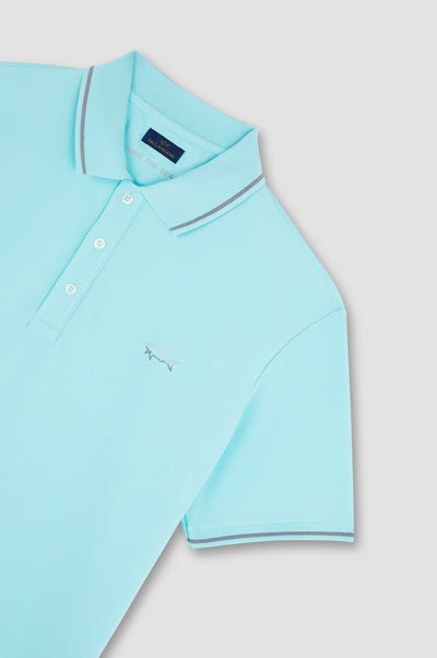 Paul & Shark Printed Shark Seaqual® Yarn Polo Shirt | Turquoise