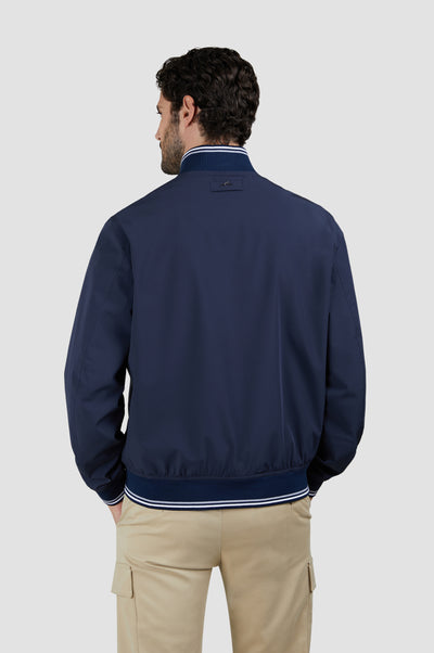 Paul & Shark Typhoon® RE 4x4 Stretch Bomber with Striped Trims | Navy