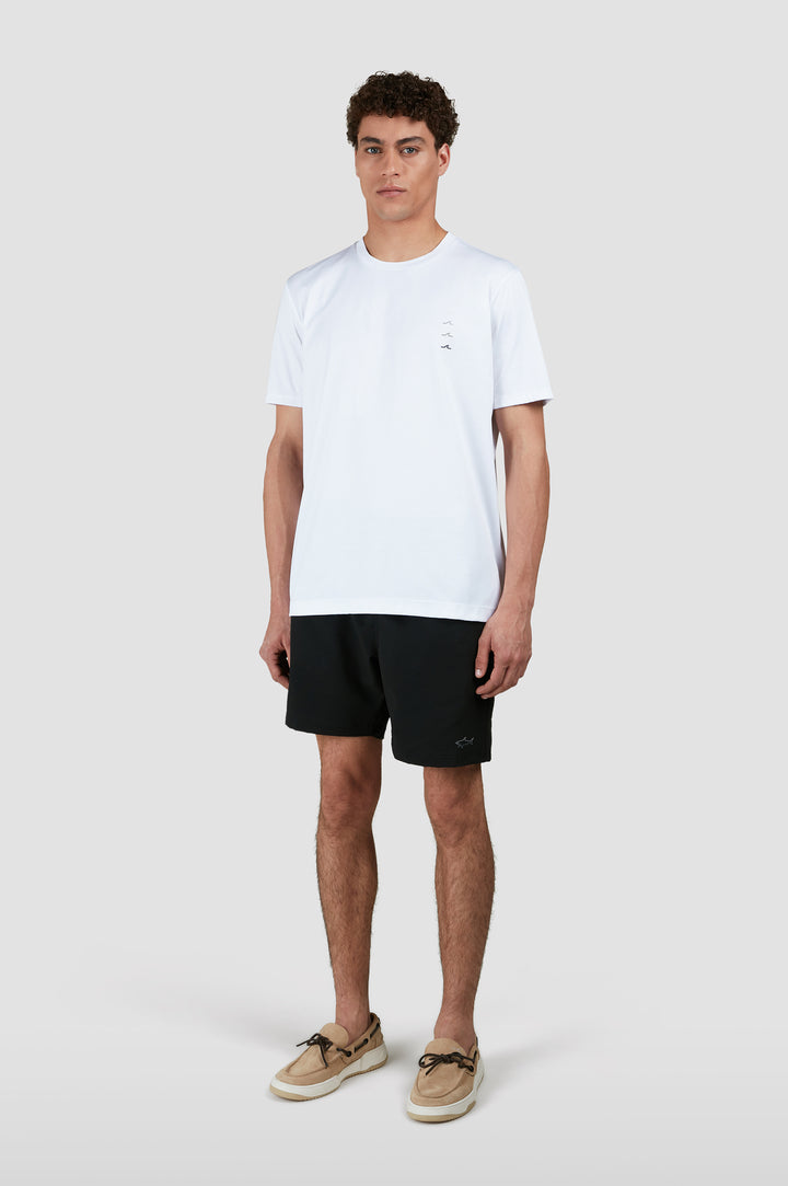 Paul & Shark Portofino Seersucker Swimshorts with Reflective Shark | Black