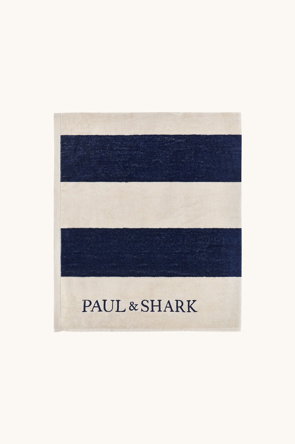 Paul & Shark Striped Beach Towel with Embroidery | Navy/White