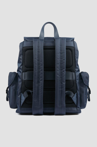 Paul & Shark Utility Nylon Backpack with Leather Trim | Navy