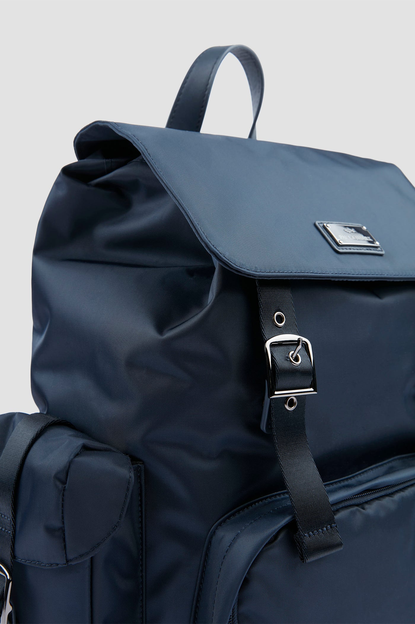 Paul & Shark Utility Nylon Backpack with Leather Trim | Navy