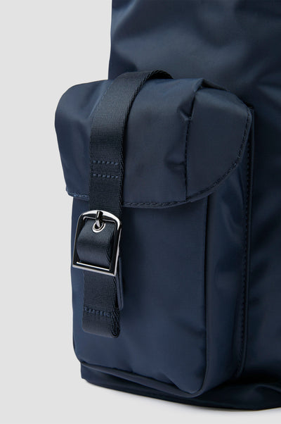 Paul & Shark Utility Nylon Backpack with Leather Trim | Navy