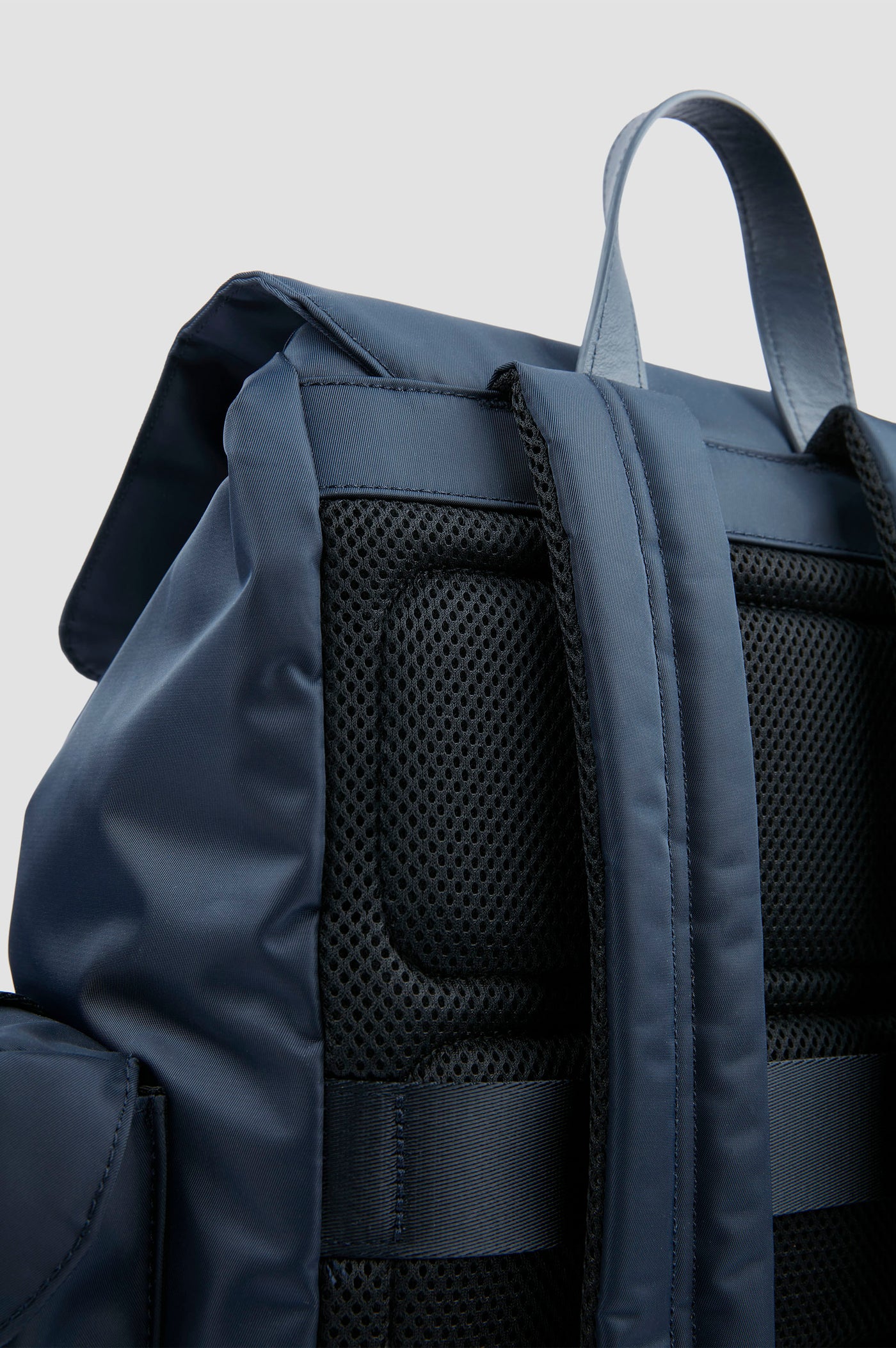 Paul & Shark Utility Nylon Backpack with Leather Trim | Navy