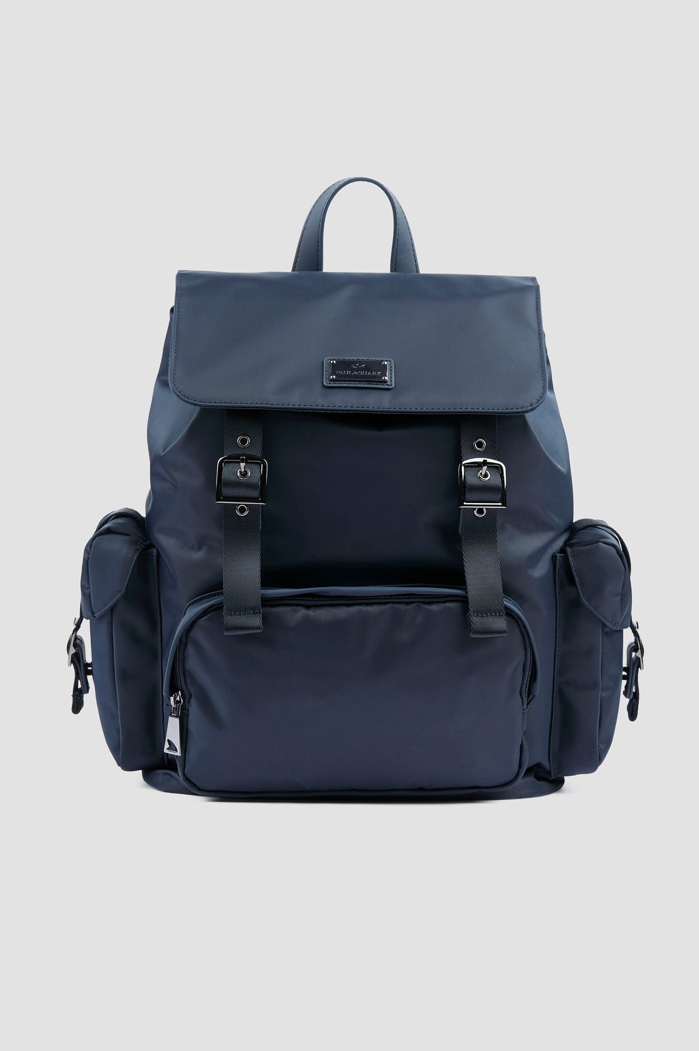 Paul & Shark Utility Nylon Backpack with Leather Trim | Navy