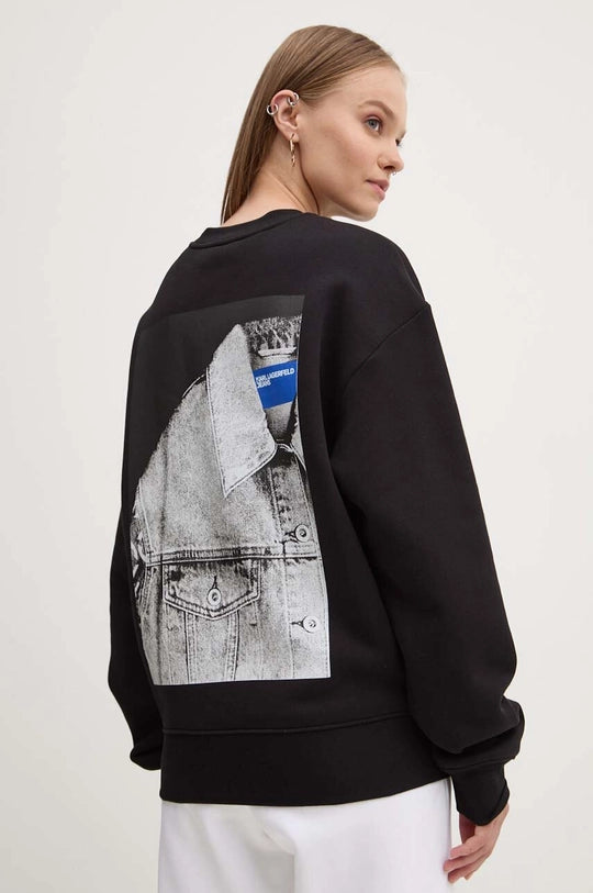 Karl Lagerfeld Sweatshirt aus Baumwolle in lockerer Passform: Schwarz – alternative Ansicht