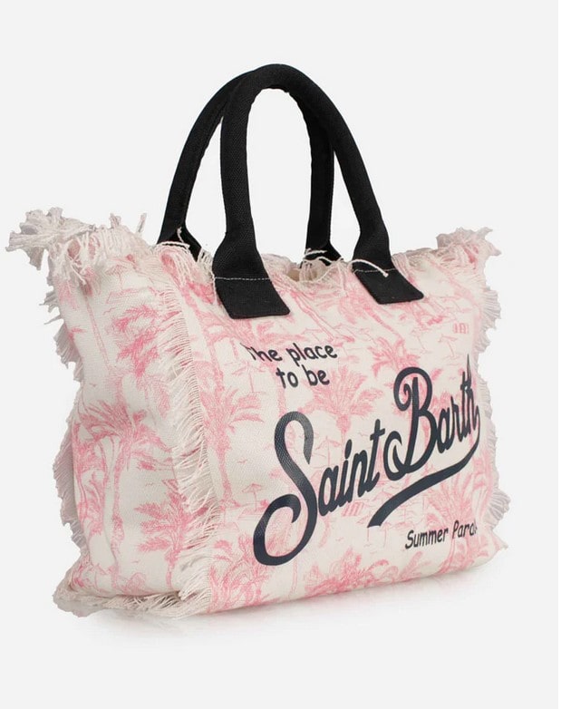 MC2 Saint Barth Vanity Cotton Canvas Tote Bag | Pink/White