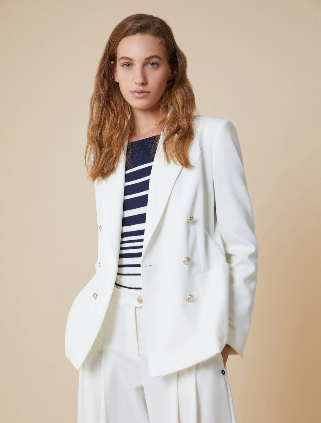 Veste PennyBlack à double boutonnage en sergé Gargano: Ivoire – vue du produit