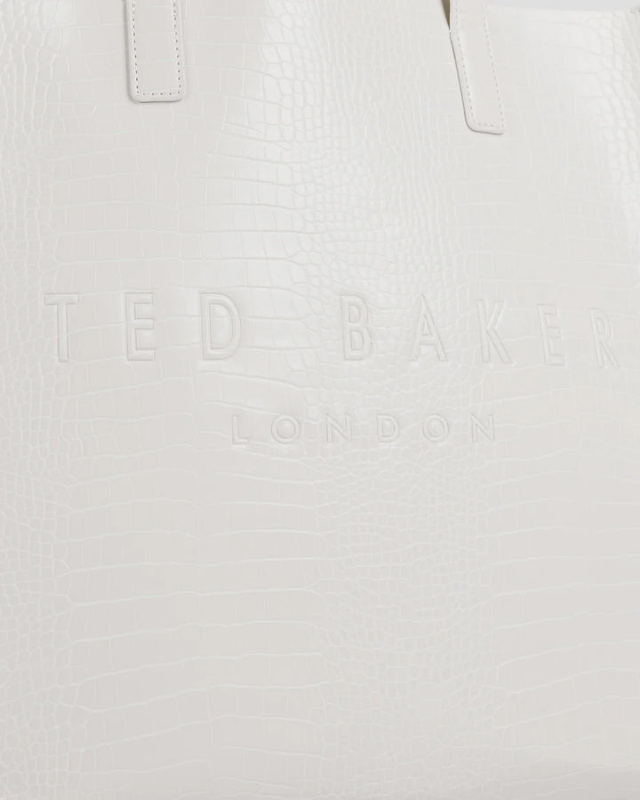 Ted Baker Croccon Μεγάλη Τσάντα με Κροκ Λεπτομέρεια: Εκρού – εναλλακτική όψη