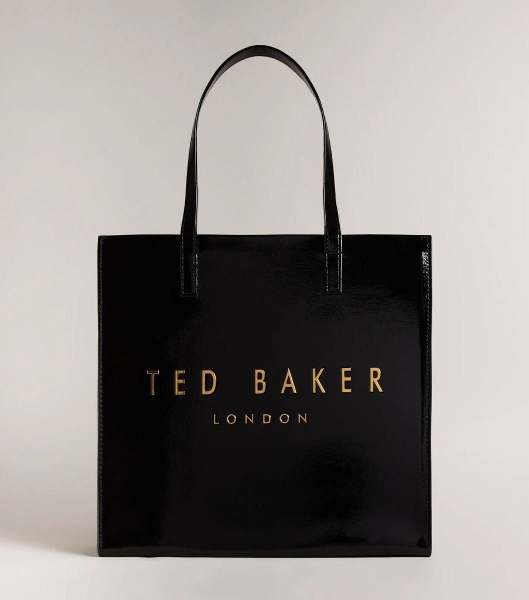 Borsa iconica Ted Baker Crinkon Large con texture: Nero