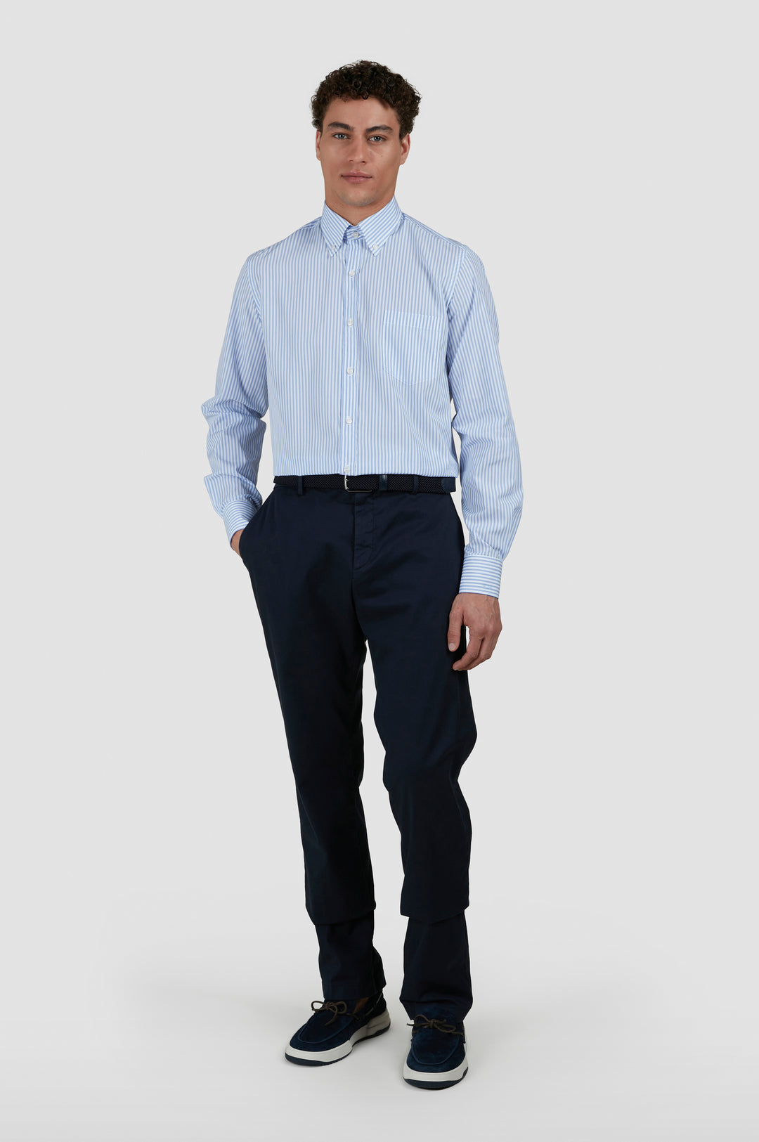 Chemise en popeline de coton Paul &amp; Shark: Bleu/Blanc – autre vue