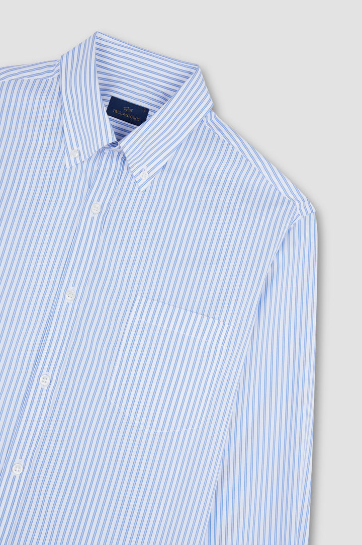 Chemise en popeline de coton Paul &amp; Shark: Bleu/Blanc – autre vue