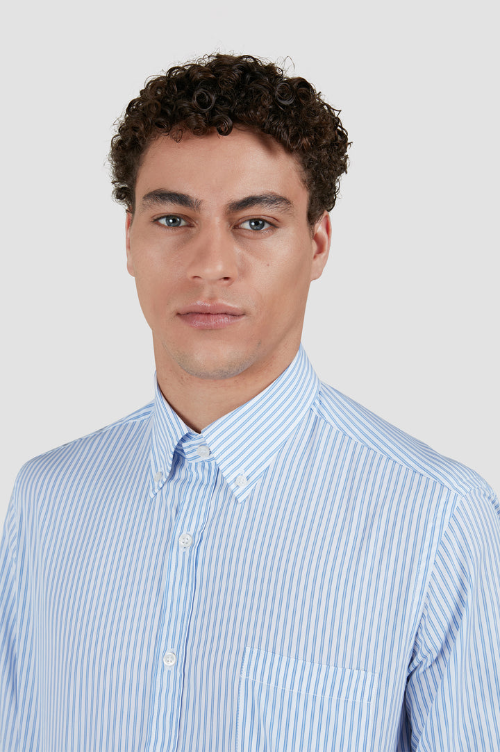 Chemise en popeline de coton Paul &amp; Shark: Bleu/Blanc – vue détaillée
