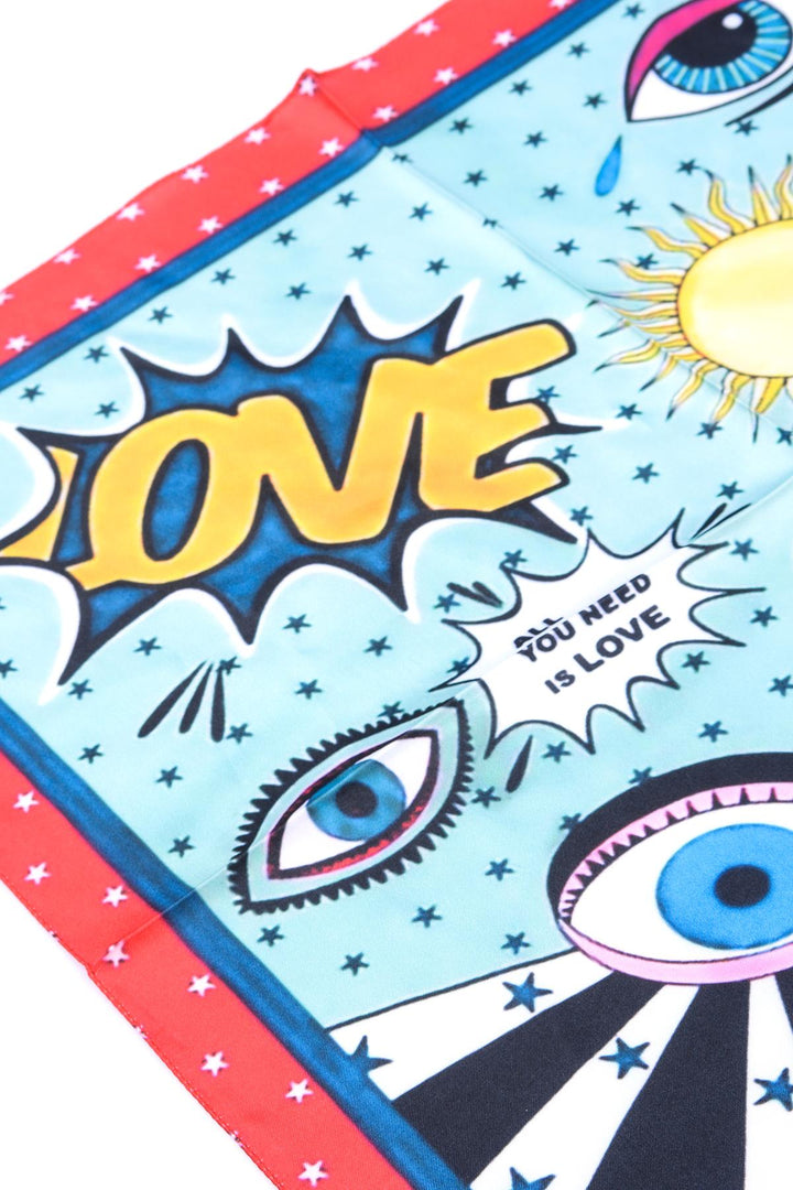 Bufanda colorida con estampado «Never Needy Eye»: Rojo/Multicolor – vista alternativa
