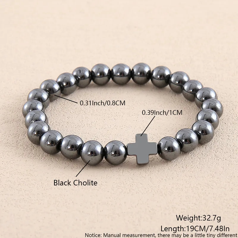 Pulsera de piedra natural «Never Needy Cross»: Plata – vista alternativa