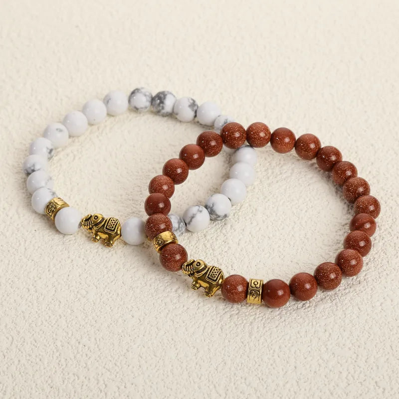 Bracciale con elefante in pietra vulcanica "Never Needy": Bianco – vista alternativa