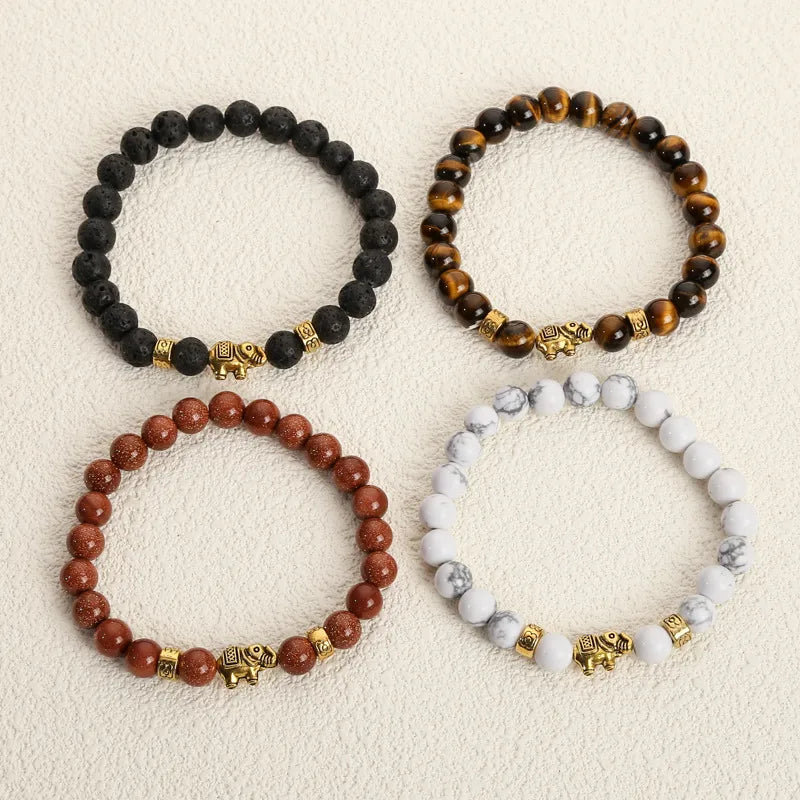 Bracciale con elefante in pietra vulcanica "Never Needy": Bianco – vista alternativa