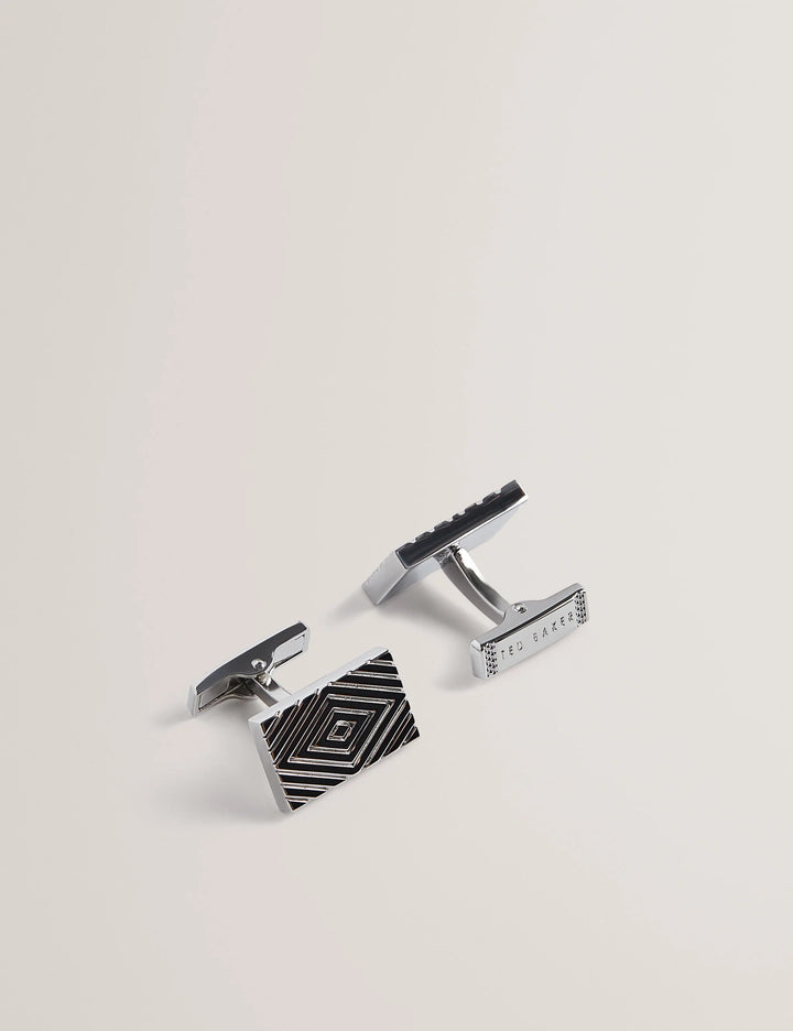Ted Baker Diamond Engraving Cufflinks in Silver – product view