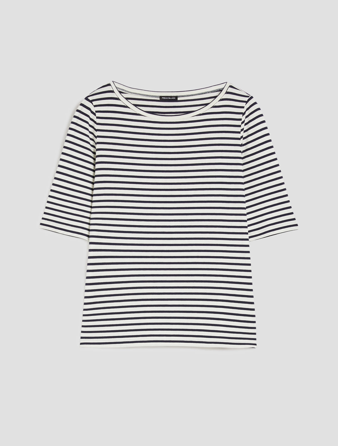PennyBlack Boat Neck T-shirt in Navy/White – lifestyle view